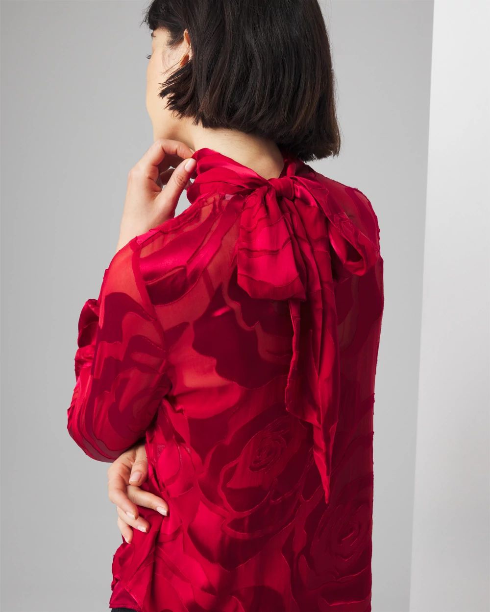Rose Print Burnout Blouse | White House Black Market Rose Print Burnout Blouse | White House Black Market
